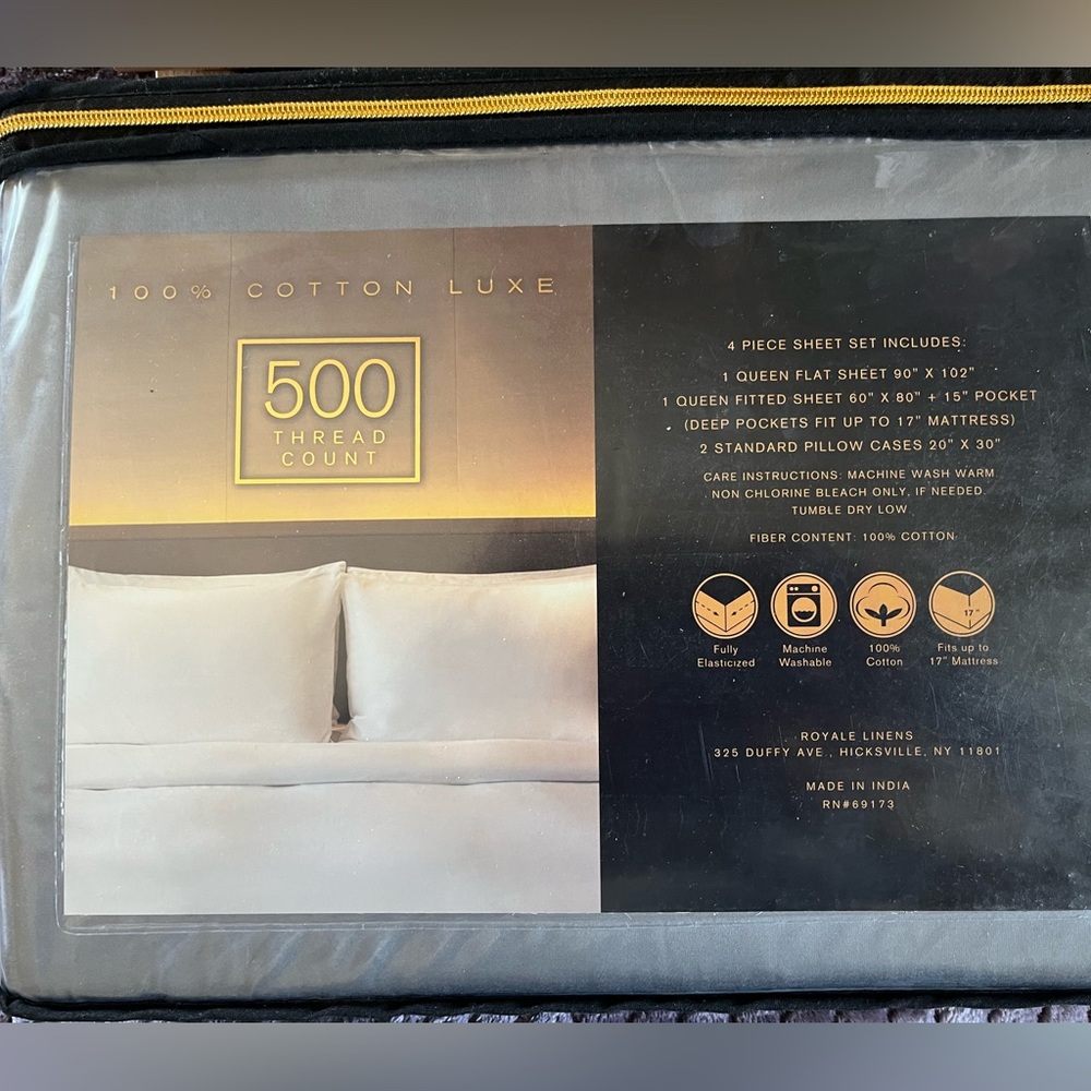 100% Cotton Luxe Queen Sheet Set 500 TC - Picture 6 of 6